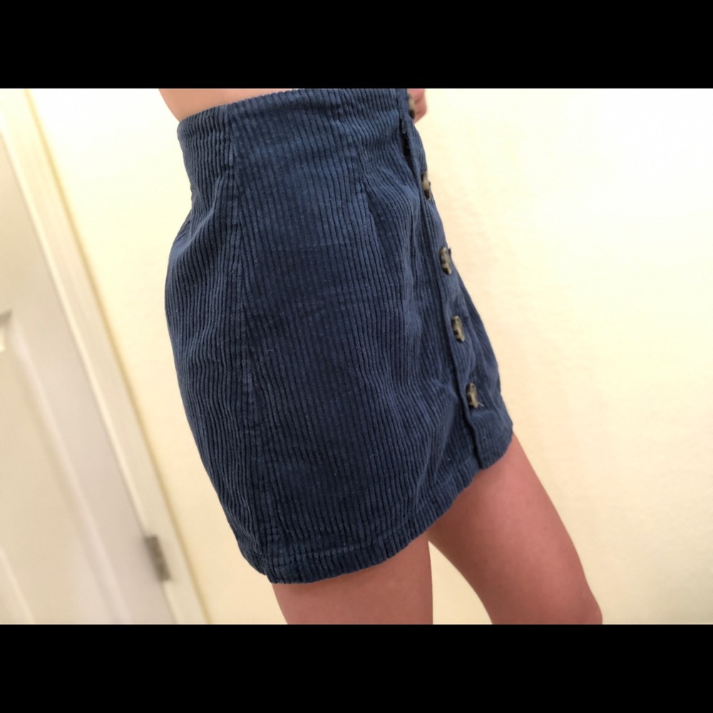 Button up blue mini skirt
